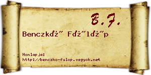 Benczkó Fülöp névjegykártya